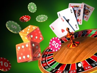 Betting area on Caribbean Stud Poker table